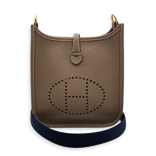 Evelyne Mini Etoupe in Clemence Gold hardware