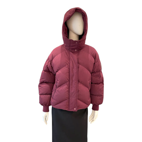 Puffer Jacket Size 34 Red Ready-To-Wear Silver hardware