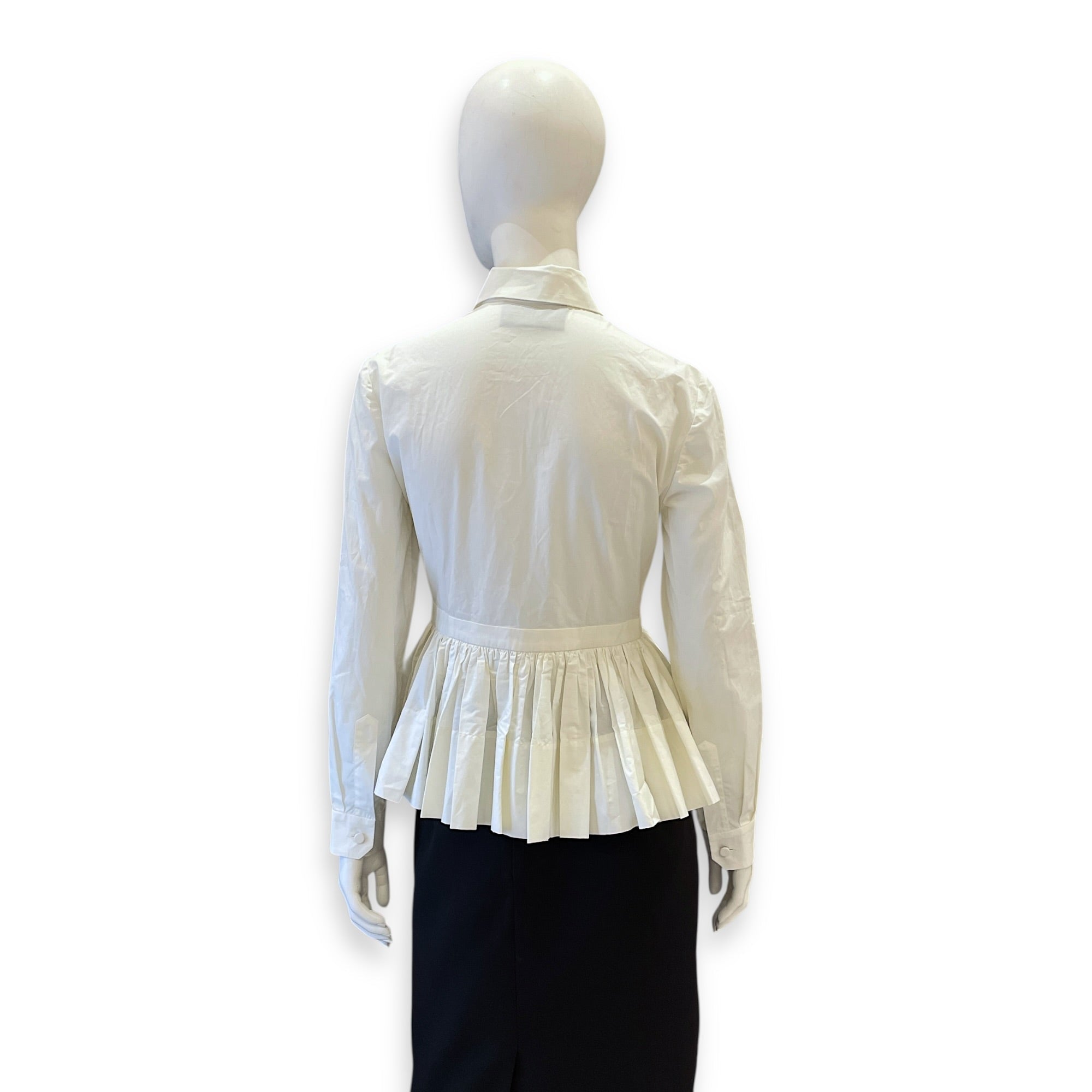 Gucci White Cotton Blouse with Peplum Hem Size 38 White Ready-To-Wear CL2603-20200 2