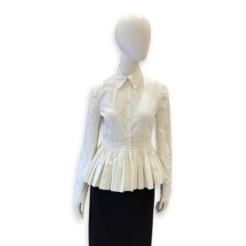 Gucci White Cotton Blouse with Peplum Hem Size 38 White Ready-To-Wear CL2603-20200 1