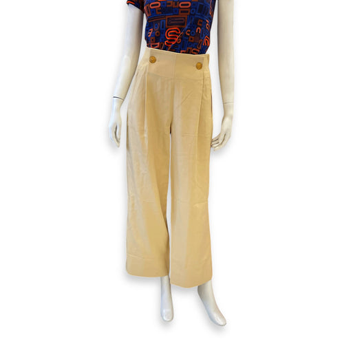 High waisted Wide Leg Trousers Size 34 Beige Ready-To-Wear in Cotton Gold hardware CL2603-20201 1