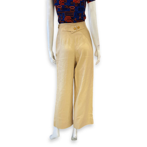 High waisted Wide Leg Trousers Size 34 Beige Ready-To-Wear in Cotton Gold hardware CL2603-20201 2