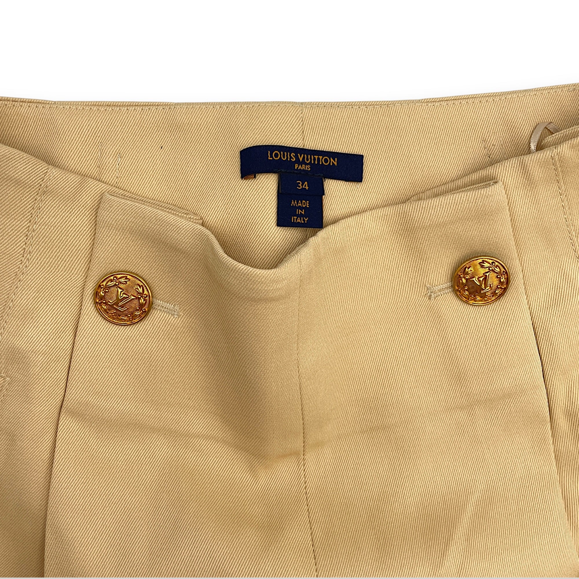 High waisted Wide Leg Trousers Size 34 Beige Ready-To-Wear in Cotton Gold hardware CL2603-20201 3