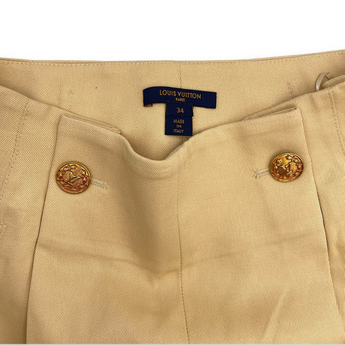 High waisted Wide Leg Trousers Size 34 Beige Ready-To-Wear in Cotton Gold hardware CL2603-20201 3