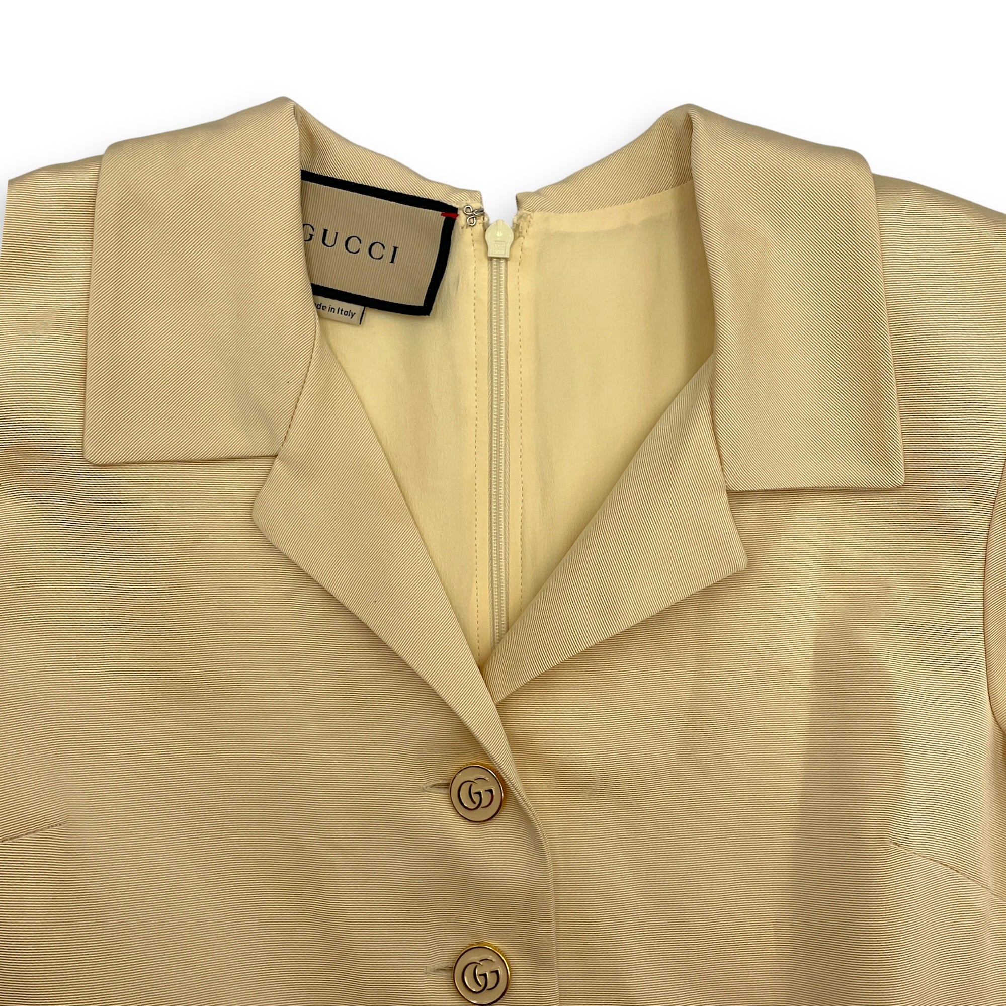 G Cream G Belt Pleated Dress Size 36 Beige Ready-To-Wear in Viscose /Silk Gold hardware CL2603-20202 3
