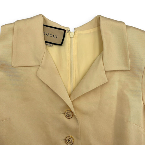 G Cream G Belt Pleated Dress Size 36 Beige Ready-To-Wear in Viscose /Silk Gold hardware CL2603-20202 3