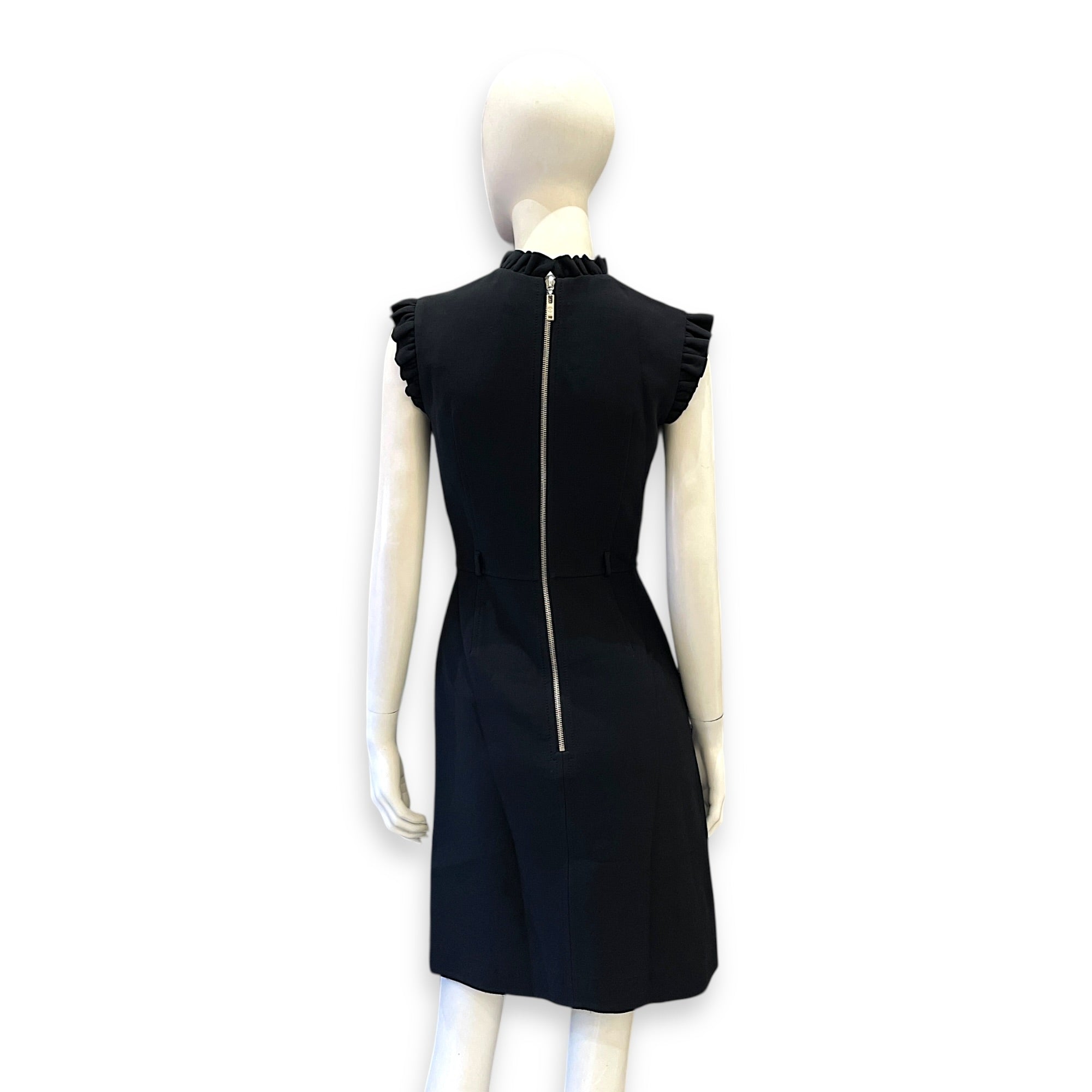 Ruffles Sleeve Dress Size 34 Black Ready-To-Wear in Wool CL2603-20206 2