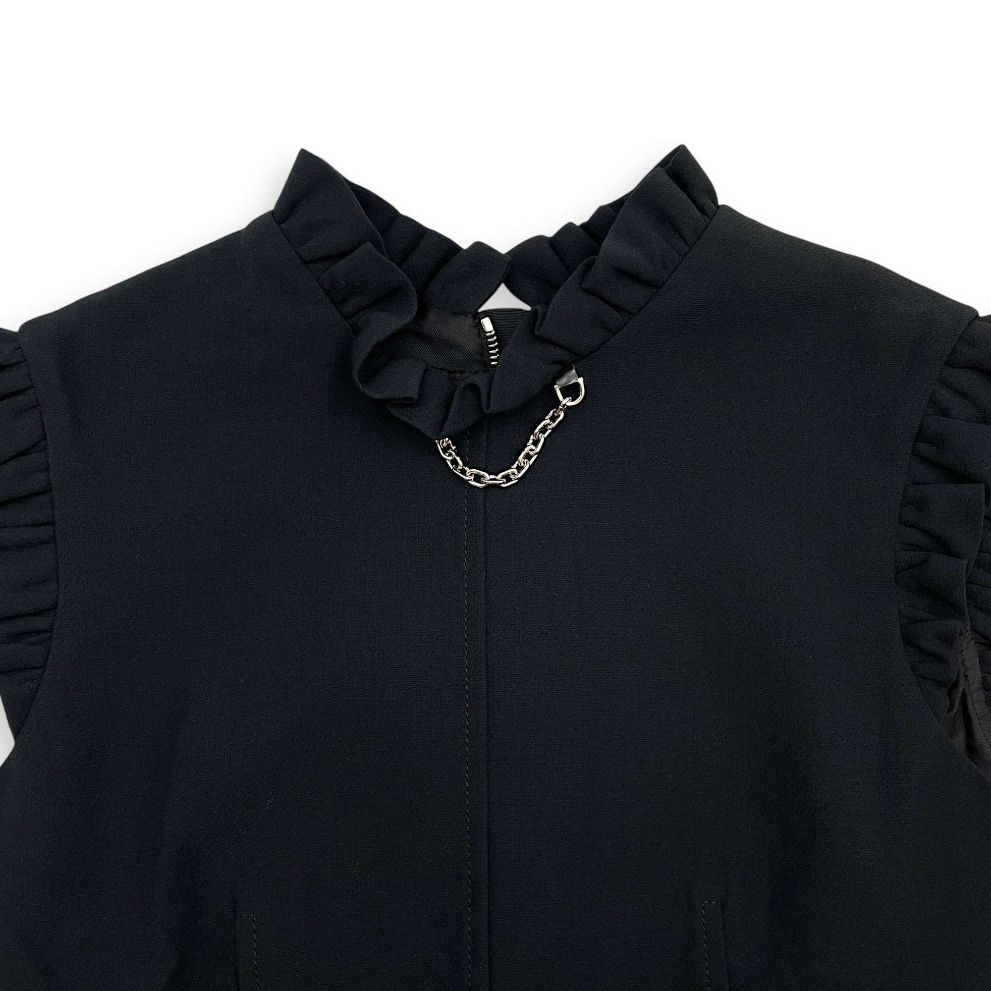 Ruffles Sleeve Dress Size 34 Black Ready-To-Wear in Wool CL2603-20206 3