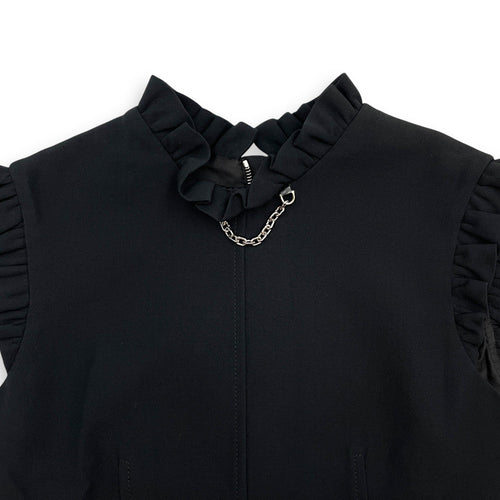 Ruffles Sleeve Dress Size 34 Black Ready-To-Wear in Wool CL2603-20206 3