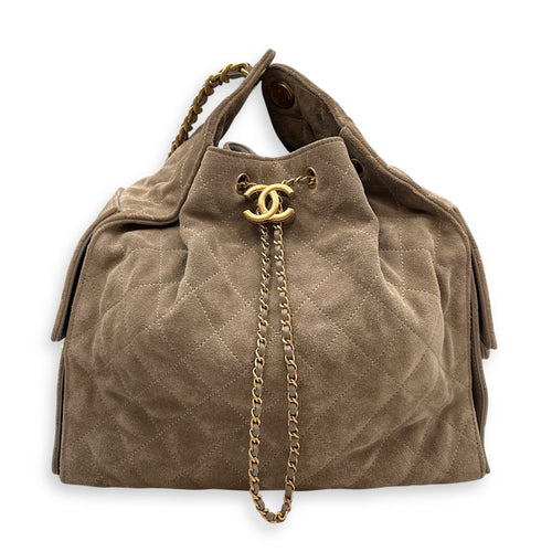 C25 Medium Brown Shoulder Bag in Suede Leather Gold hardware CL2603-20212 1