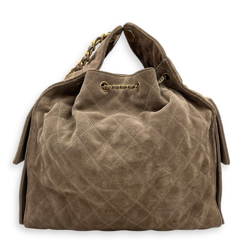 C25 Medium Brown Shoulder Bag in Suede Leather Gold hardware CL2603-20212 2