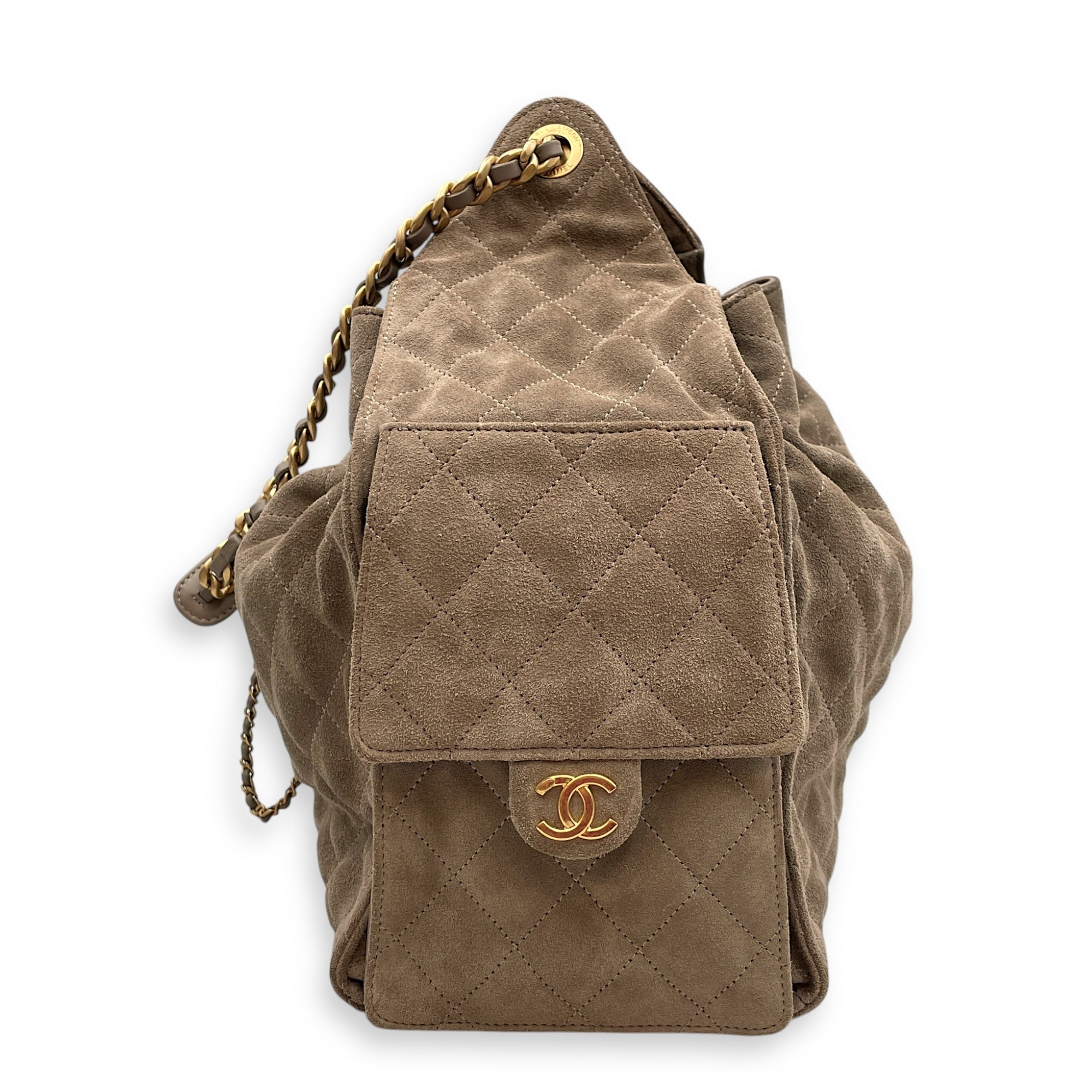 C25 Medium Brown Shoulder Bag in Suede Leather Gold hardware CL2603-20212 4