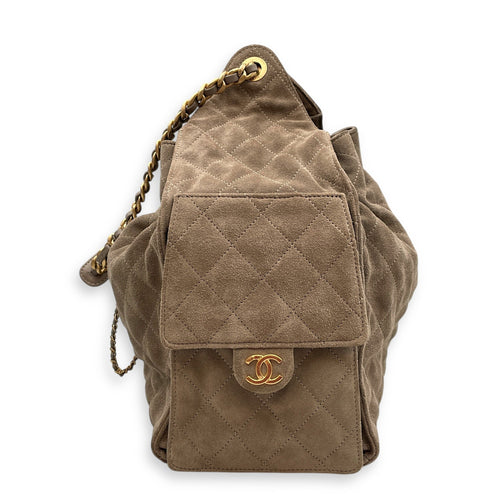 C25 Medium Brown Shoulder Bag in Suede Leather Gold hardware CL2603-20212 4