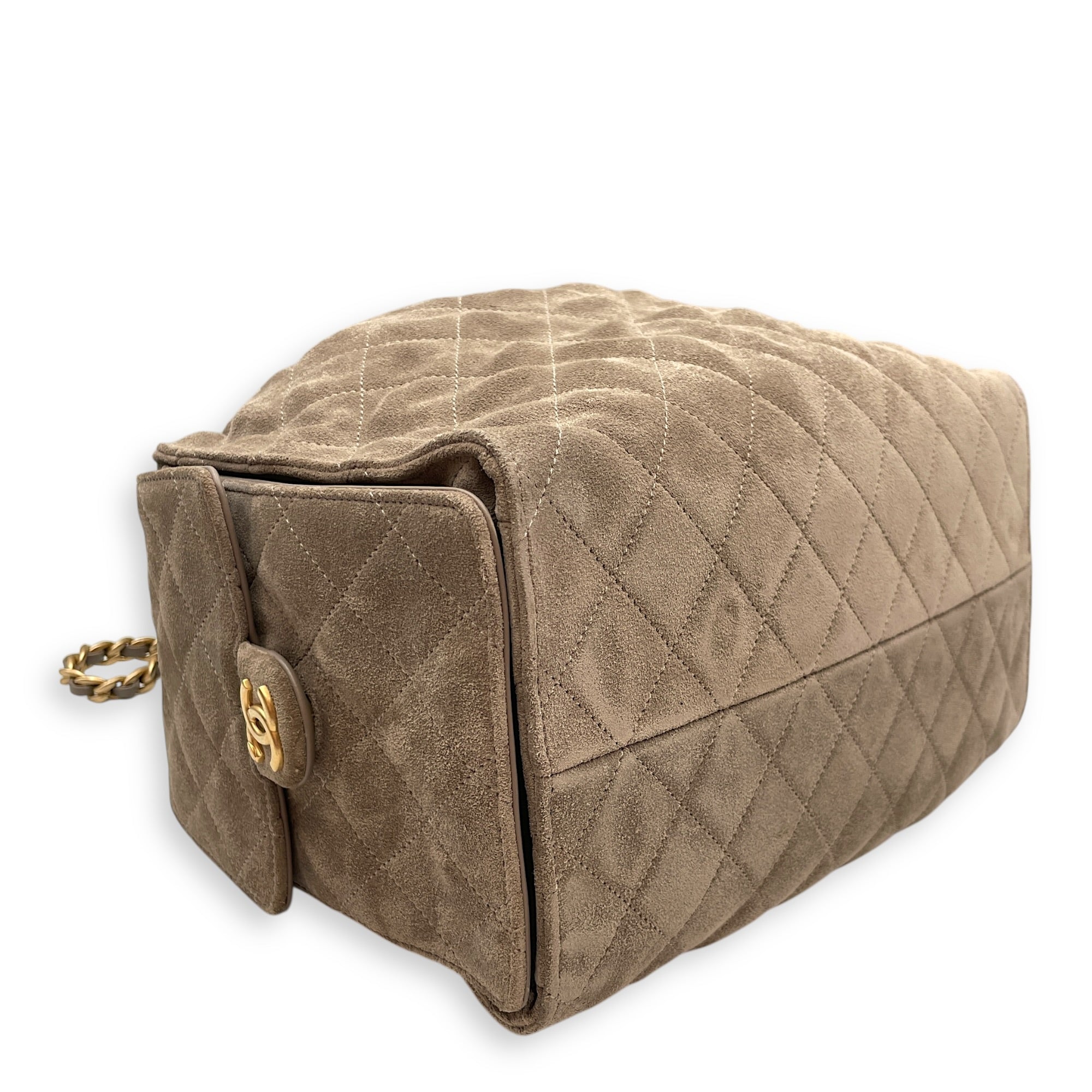 C25 Medium Brown Shoulder Bag in Suede Leather Gold hardware CL2603-20212 7