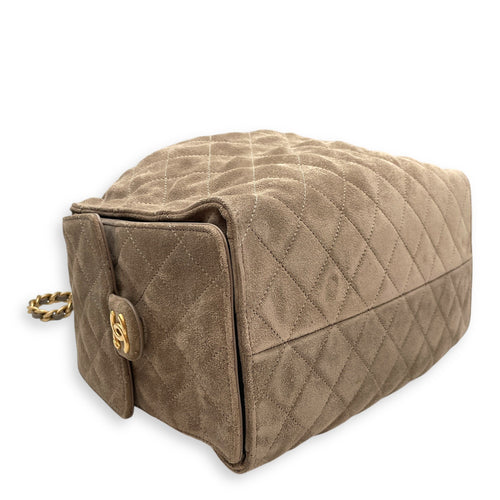 C25 Medium Brown Shoulder Bag in Suede Leather Gold hardware CL2603-20212 7