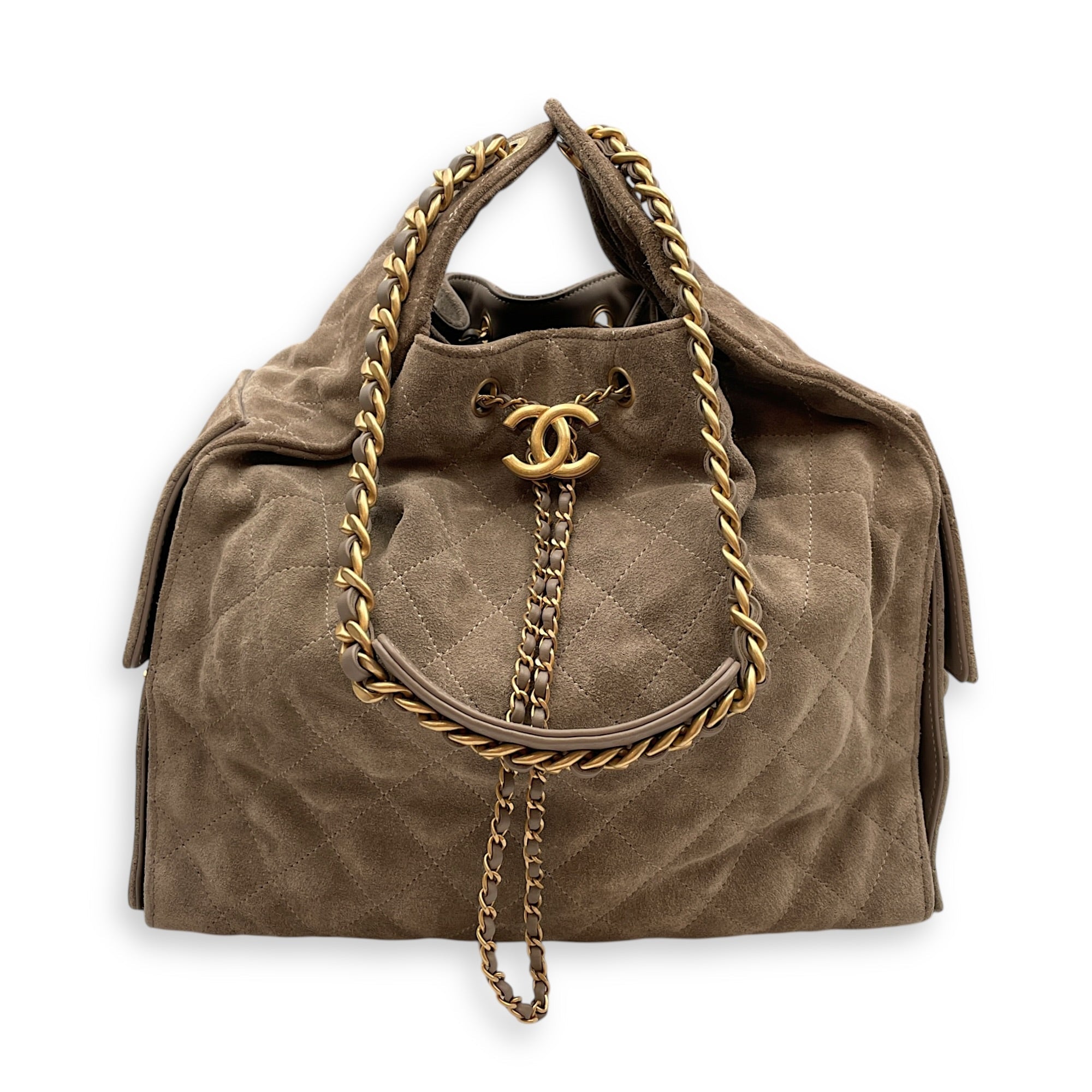C25 Medium Brown Shoulder Bag in Suede Leather Gold hardware CL2603-20212 9