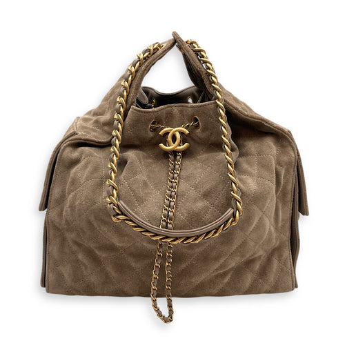 C25 Medium Brown Shoulder Bag in Suede Leather Gold hardware CL2603-20212 9