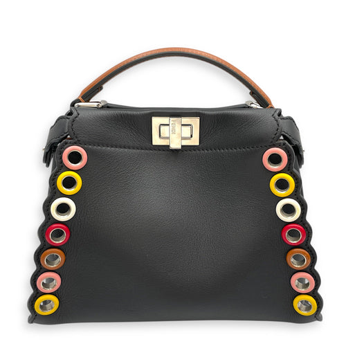 Eyelet Trim Mini Peekaboo Black Top Handle Bag in Calfskin Silver hardware CL2603-20217 2