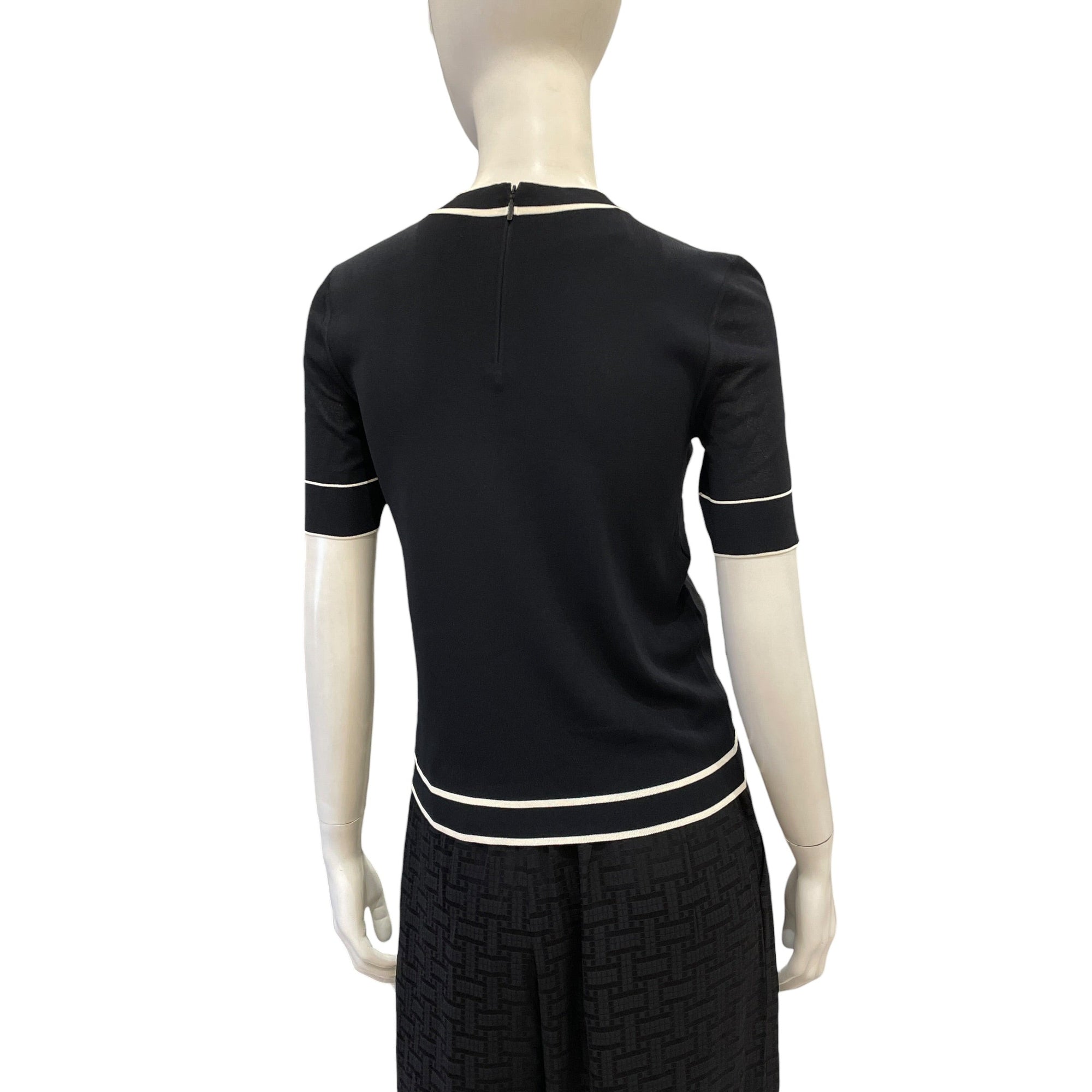Short-Sleeved T Shirt with Back Zipper XS Black Ready-To-Wear in Viscose CL2603-20218 2