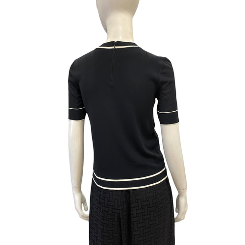 Short-Sleeved T Shirt with Back Zipper XS Black Ready-To-Wear in Viscose CL2603-20218 2