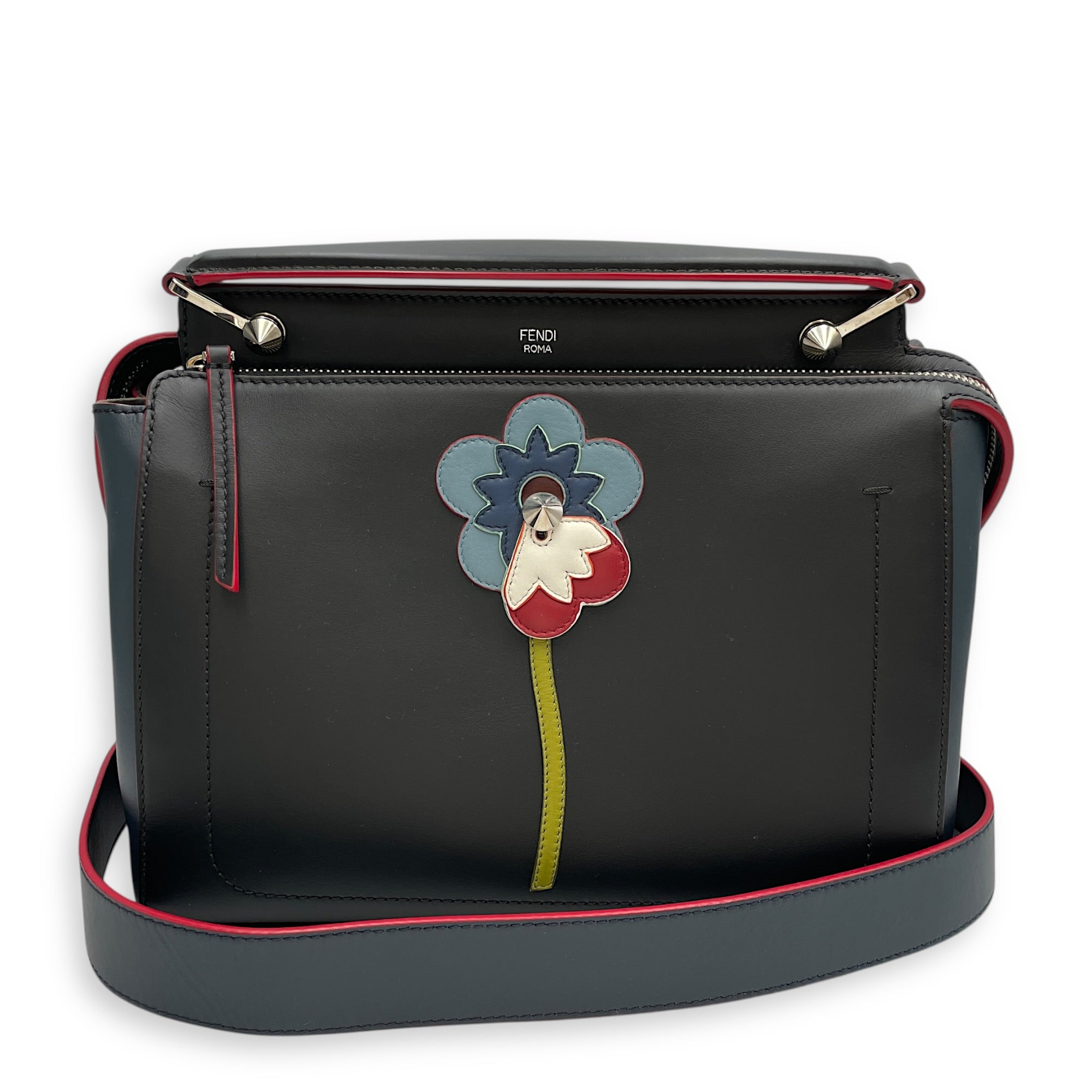 Roma Dotcom Black Shoulder Bag in Calfskin Silver hardware CL2603-20223 10