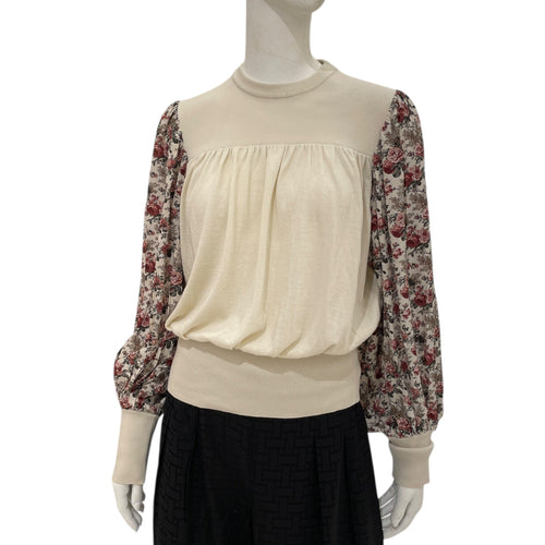 Flora Long-Sleeved Blouse XS Beige Ready-To-Wear in Wool/Cashmere CL2603-20235 1