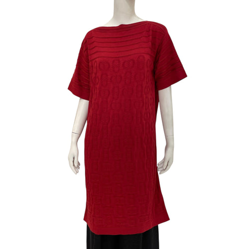 Chaine d’Ancre Short-Sleeved Knit Dress 36 Red Ready-To-Wear in Silk/Cotton CL2603-20249 1