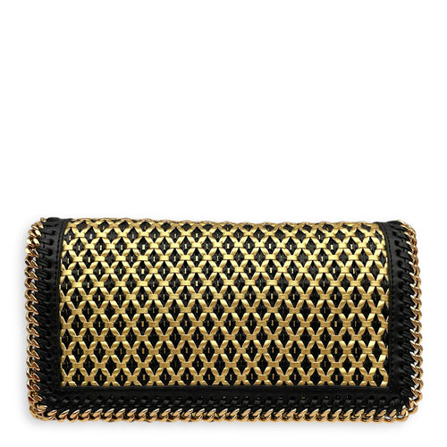 Mini Falabella with Chunky Chain-link Trim Black Crossbody Bag in Vegan Gold hardware