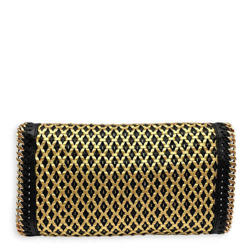 Mini Falabella with Chunky Chain-link Trim Black Crossbody Bag in Vegan Gold hardware