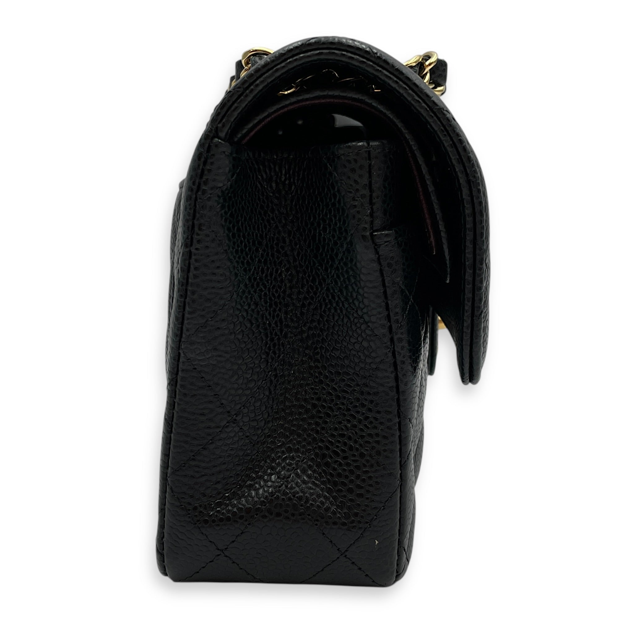 Quilted Classic Flap (Double Flap) Small Black Shoulder Bag in Caviar Leather Gold hardware CL2603-20269 3