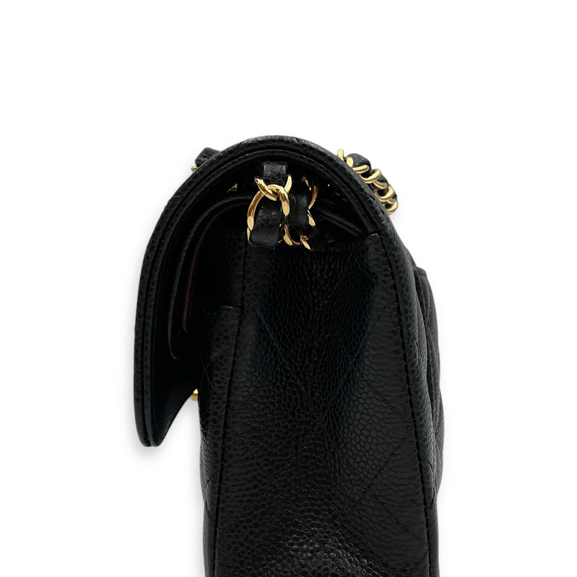 Quilted Classic Flap (Double Flap) Small Black Shoulder Bag in Caviar Leather Gold hardware CL2603-20269 4