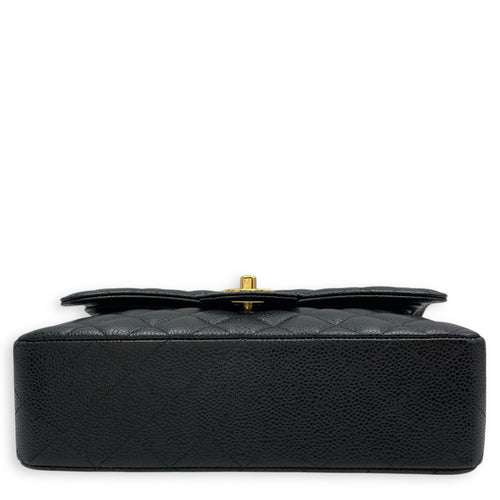 Quilted Classic Flap (Double Flap) Small Black Shoulder Bag in Caviar Leather Gold hardware CL2603-20269 5