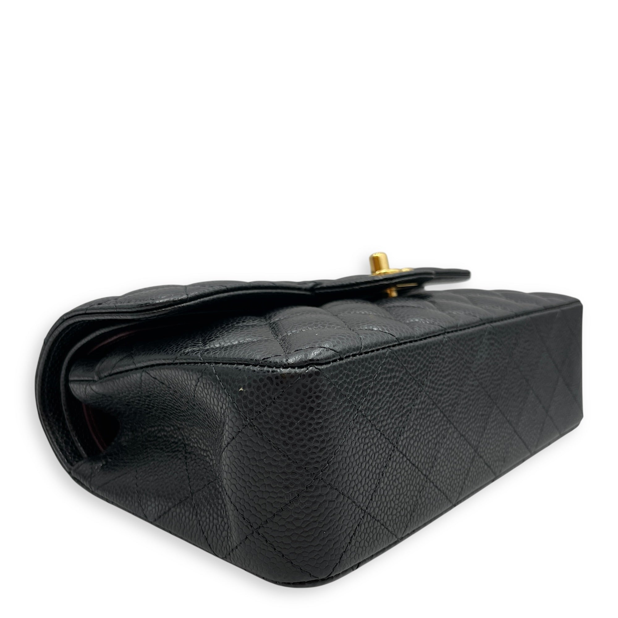 Quilted Classic Flap (Double Flap) Small Black Shoulder Bag in Caviar Leather Gold hardware CL2603-20269 9