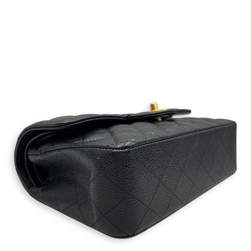 Quilted Classic Flap (Double Flap) Small Black Shoulder Bag in Caviar Leather Gold hardware CL2603-20269 9
