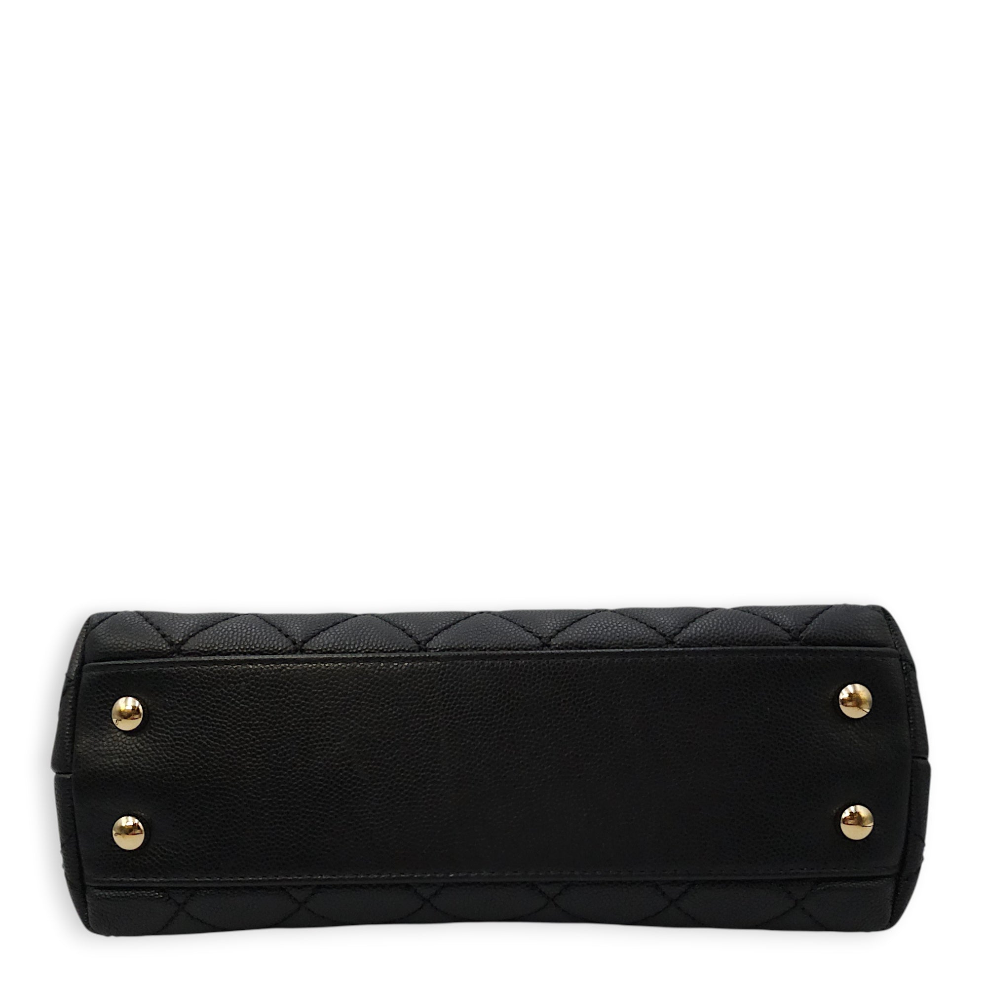 Coco Top Handle with Lizard Leather Small Black in Caviar Leather Gold hardware CL2603-20270 10