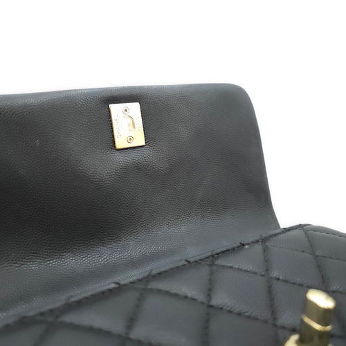 Coco Top Handle with Lizard Leather Small Black in Caviar Leather Gold hardware CL2603-20270 11