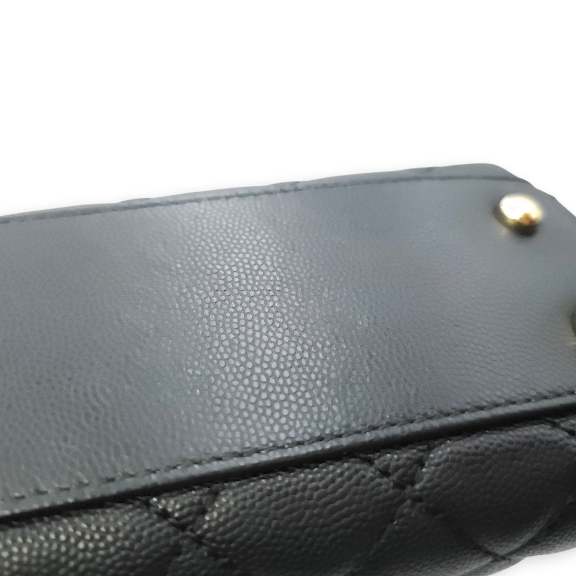 Coco Top Handle with Lizard Leather Small Black in Caviar Leather Gold hardware CL2603-20270 12