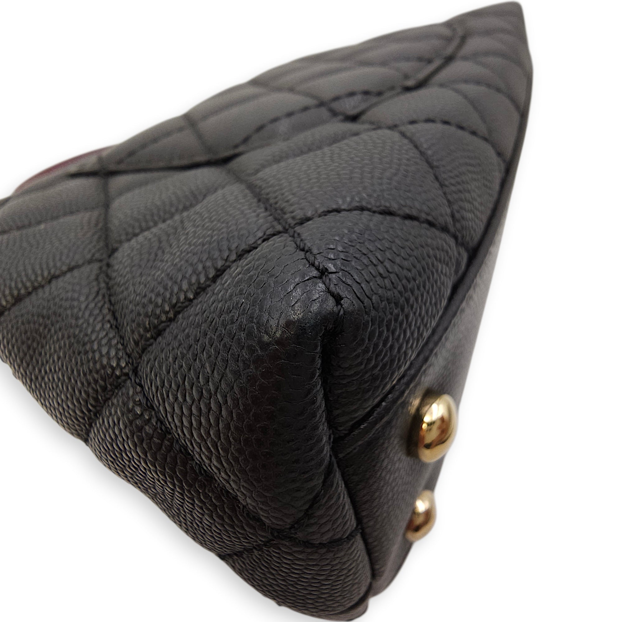 Coco Top Handle with Lizard Leather Small Black in Caviar Leather Gold hardware CL2603-20270 4