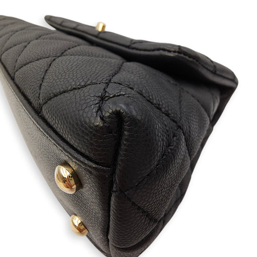 Coco Top Handle with Lizard Leather Small Black in Caviar Leather Gold hardware CL2603-20270 5