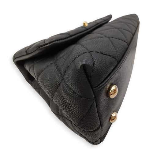 Coco Top Handle with Lizard Leather Small Black in Caviar Leather Gold hardware CL2603-20270 6