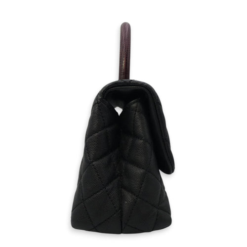 Coco Top Handle with Lizard Leather Small Black in Caviar Leather Gold hardware CL2603-20270 8
