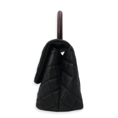 Coco Top Handle with Lizard Leather Small Black in Caviar Leather Gold hardware CL2603-20270 9