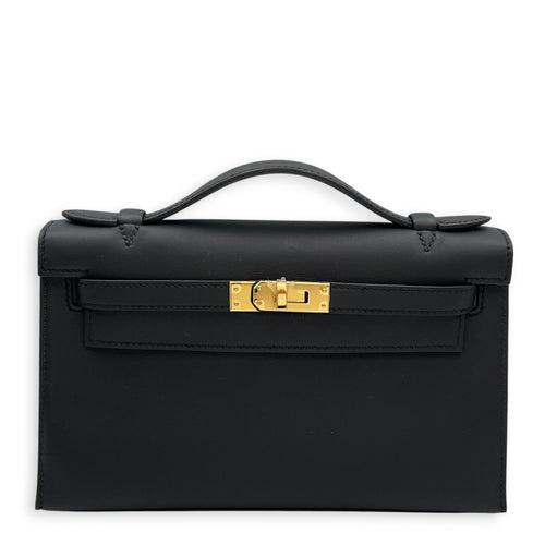 Kelly Pochette Black in Swift Gold hardware