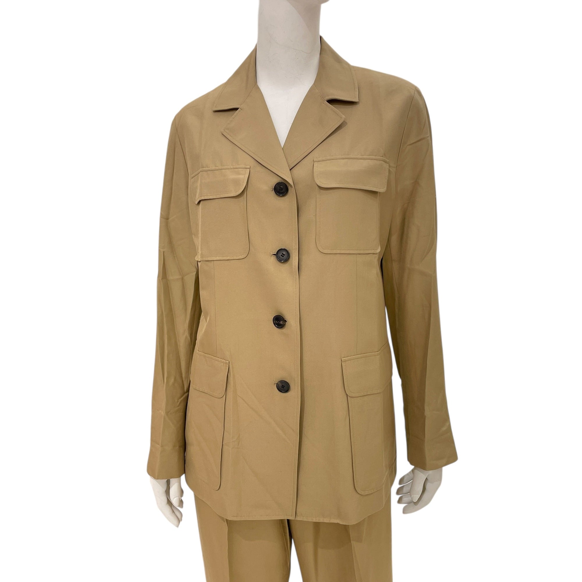 Safari Shirt (Size 40) & Pants (Size 42) Set Khaki Ready-To-Wear in Silk CL2603-20307 3