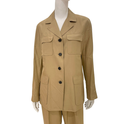 Safari Shirt (Size 40) & Pants (Size 42) Set Khaki Ready-To-Wear in Silk CL2603-20307 3