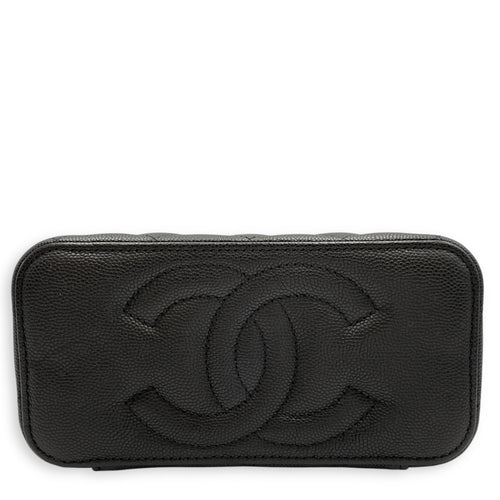 Quilted Vanity Case Black Crossbody Bag in Caviar Leather Gold hardware CL2603-20319 5