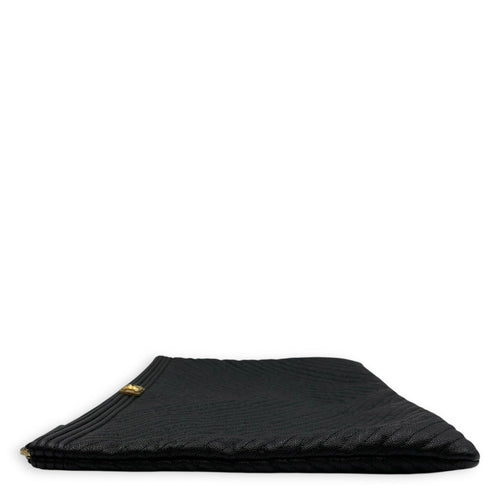 Le Boy O Case Chevron Black Clutch in Calfskin Gold hardware CL2603-20320 3