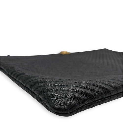 Le Boy O Case Chevron Black Clutch in Calfskin Gold hardware CL2603-20320 5