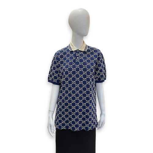 Knit Jacquard Polo Shirt Small Blue Ready-To-Wear in Cotton CL2603-20333 1