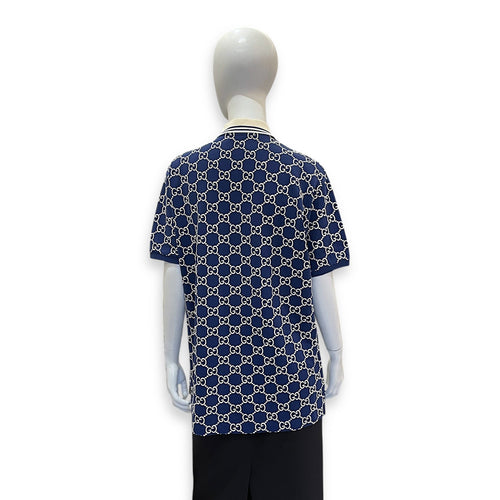 Knit Jacquard Polo Shirt Small Blue Ready-To-Wear in Cotton CL2603-20333 2